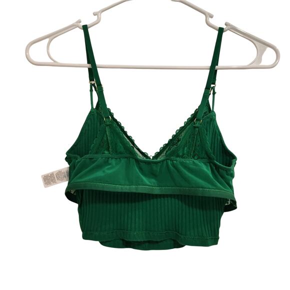 Aerie Ribbed Lace Bra Top Green Alpine Layered Strappy Textured Size Small - Picture 6 of 10
